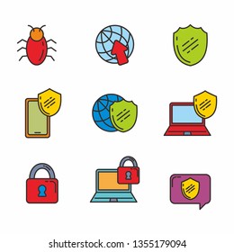 Set of technology security related icon