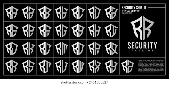 Set of technology shield letter R RR logo design