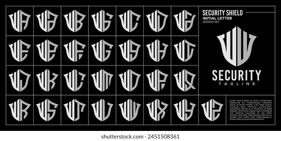 Set of technology shield letter W WW logo design
