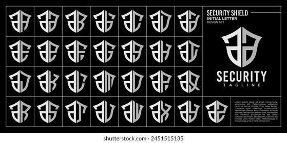 Conjunto de letras minúsculas de escudo tecnológico A AA diseño de logotipo