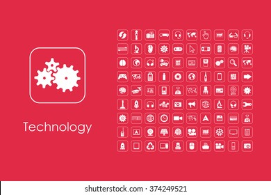 Set of technology simple icons