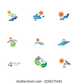 set technology of Solar panel  energy icon logo vector design