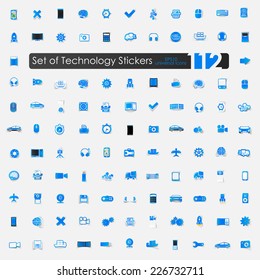 Set of technology stickers