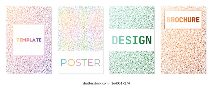 Set of technology style covers. Can be used as cover, banner, flyer, poster, business card, brochure. Appealing geometric background collection. Authentic vector illustration.