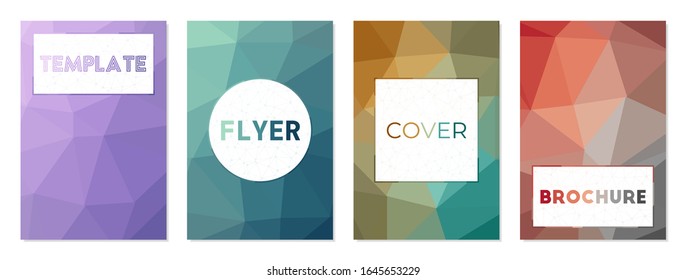 Set of technology style covers. Can be used as cover, banner, flyer, poster, business card, brochure. Awesome geometric background collection. Radiant vector illustration.