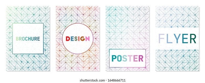Conjunto de tapas de estilo tecnológico. Se puede utilizar como portada, banner, volante, afiche, tarjeta de visita, folleto. Colección de fondo geométrico atractiva. Ilustración vectorial de moda.
