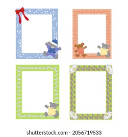 Set of teddy bear frames for children, vector illustration, eps 10