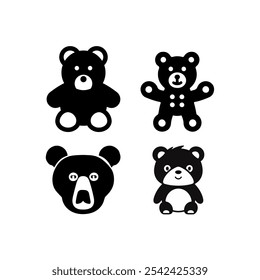 Conjunto de Teddy Bear Glyph Ícone silhueta