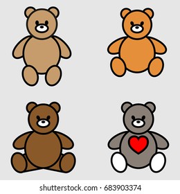 Set of Teddy Bear. Vector illustration in flat style