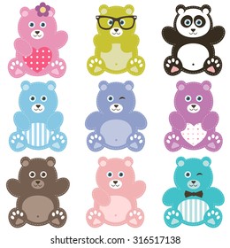Set of teddy bears