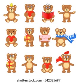 set of Teddy bears in different poses.