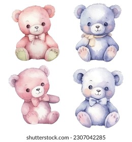 set of teddy bears and ribbon, cute teddy