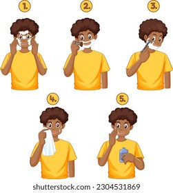 Set of teen with daily routine illustration