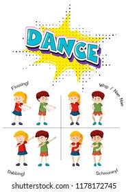 A set of teenage dance illustration