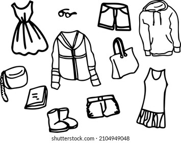 Set Teenage Womens Clothing Vector Black Stock Vector (Royalty Free ...