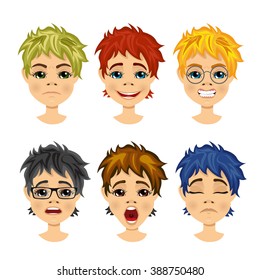 set of teenager avatar expressions