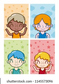 Set of teens cartoons
