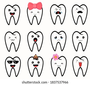 a set of teeth with all kinds of expressions