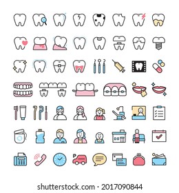 A set of teeth and dentist icons. Since it is vector data, it can be easily edited.