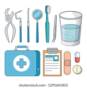 set teeth equipment to dentistry medicine treatment