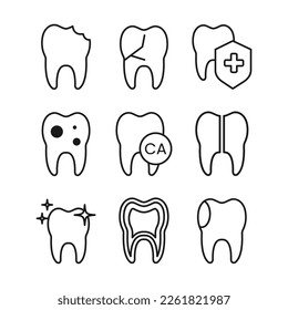 Set of Zeth Icon in Outline-Stil. Vektorgrafik einzeln auf weißem Hintergrund.
