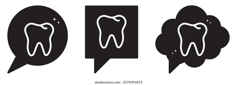 Set of teeth icons. Dental care, prevention check up, stomatology services, dental, toothache, braces, oral clean, linear design. Vector illustration.
