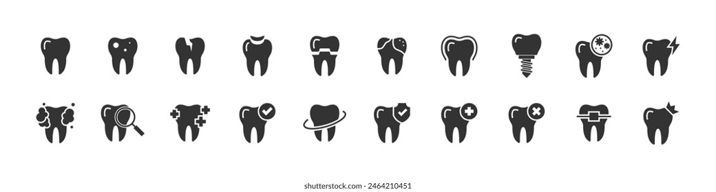 set of teeth icons, dentist, health care