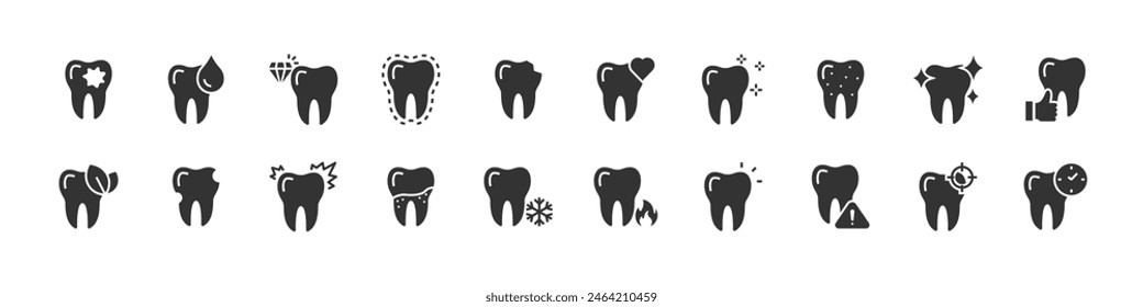 set of teeth icons, dentist, health care