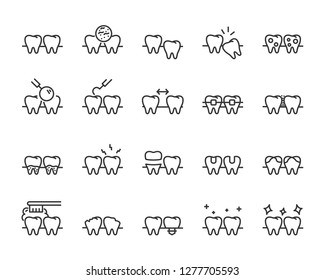 set of teeth icons, such as, dental, toothache, oral, clean 