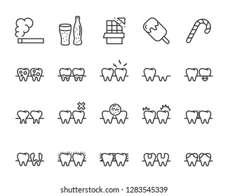 set of teeth icons, such as, dental, toothache, oral, clean 