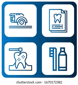 Juego de iconos de dientes. Como sierra circular, registro dental, taladro dental, higiene dental, iconos dentales