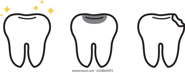 Set of teeth icons, such as tooth, clean, protect, treat, and oral icon vector image.