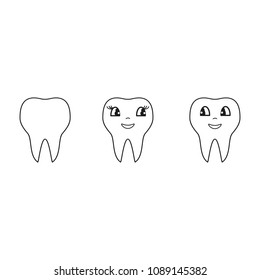 Set of teeth white icons