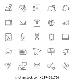 set of telecommunication technology realated icon with simple out line and editable stroke