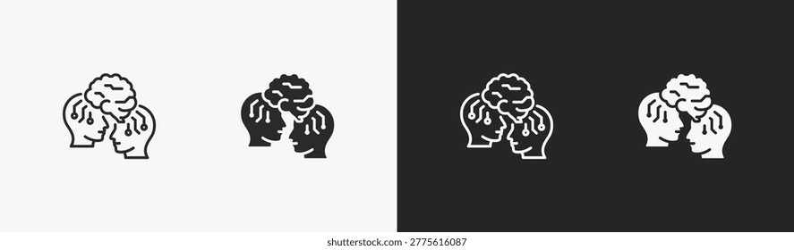 Set of telepath icon in black and white collection
