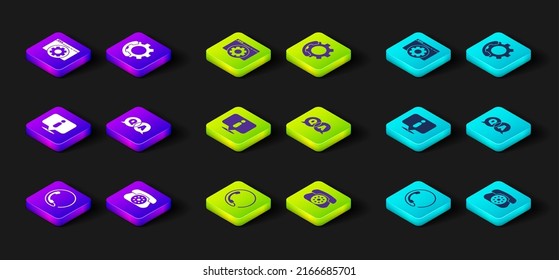Set Telephone 24 hours support, Information, Question and Answer,  and Browser setting icon. Vector