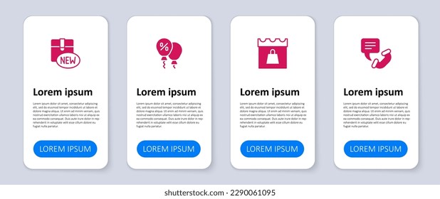 Set Telephone 24 hours support, Shopping day, Discount percent tag and New collection. Business infographic template. Vector