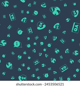 Stellen Sie den 24-Stunden-Support, Informationen und Fragen und Antworten auf ein nahtloses Muster ein. Vektorgrafik
