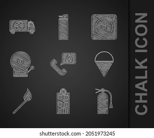 Set Telephone with emergency call 911, Medical hospital building, Fire extinguisher, cone bucket, Burning match fire, Ringing alarm bell,  and Ambulance and car icon. Vector