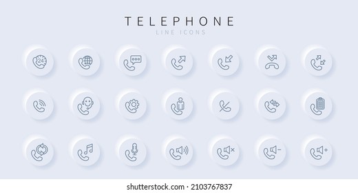 Set of telephone icons in line style.