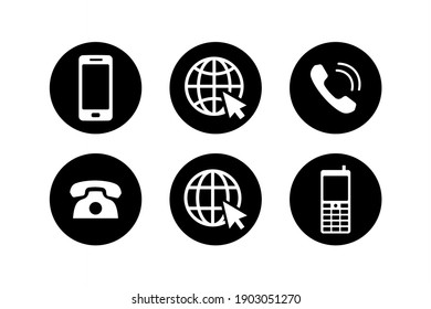 Juego de iconos de llamadas telefónicas y telefónicas. Colección de símbolos de icono de sitio web y comunicación