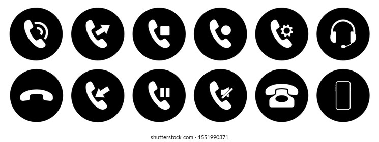 Set of telephone symbols isolated on white