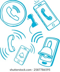 Set of telephone vector illustration.