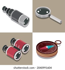 conjunto de binoculares y brújula del telescopio
