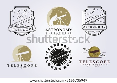 set of telescope and bundle of astronomy telescope logo vector illustration graphic template design