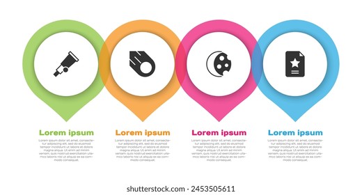 Set Telescope, Comet, Eclipse of the sun and Star constellation zodiac. Business infographic template. Vector