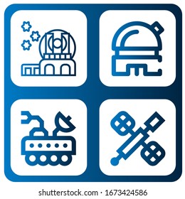 Set of telescope icons. Such as Observatory, Moon rover, Space station , telescope icons