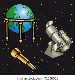 Set of telescopes and mother Earth breadboard model