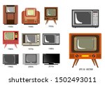 set of television history timeline or evolution television receiver concept. 