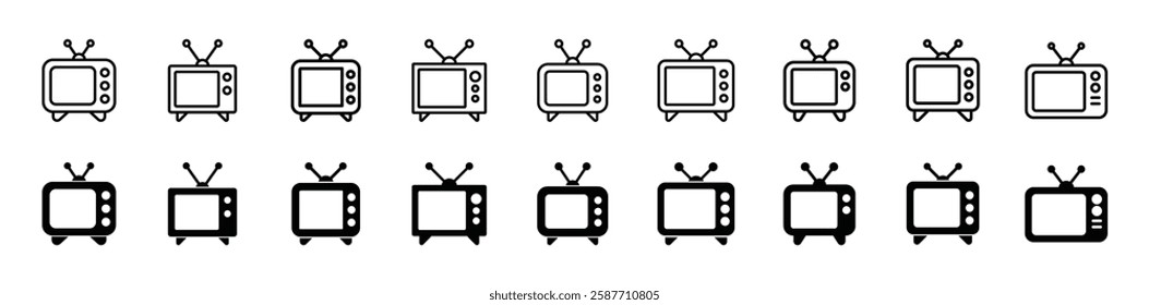 Set of television icon symbol vector on white background